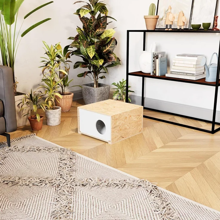 QLS Tierhaus Styropor + OSB, Wetterfestes Katzenhaus – 43x41 cm isoliertes Schutzhäuschen – Bild 7