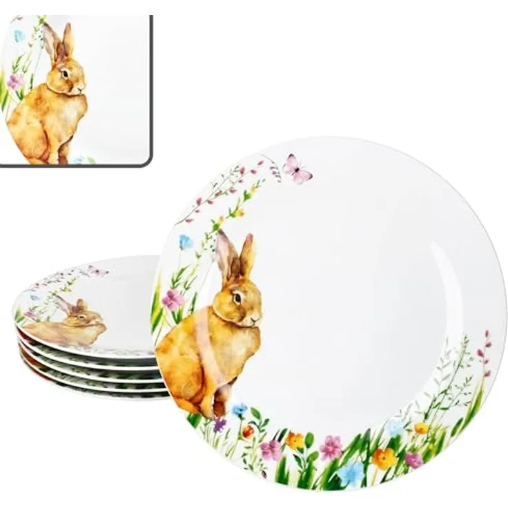 MamboCat Speiseteller 6x Osterfreude Speiseteller Ø27cm Porzellan 6 Pers Platte groß Hase