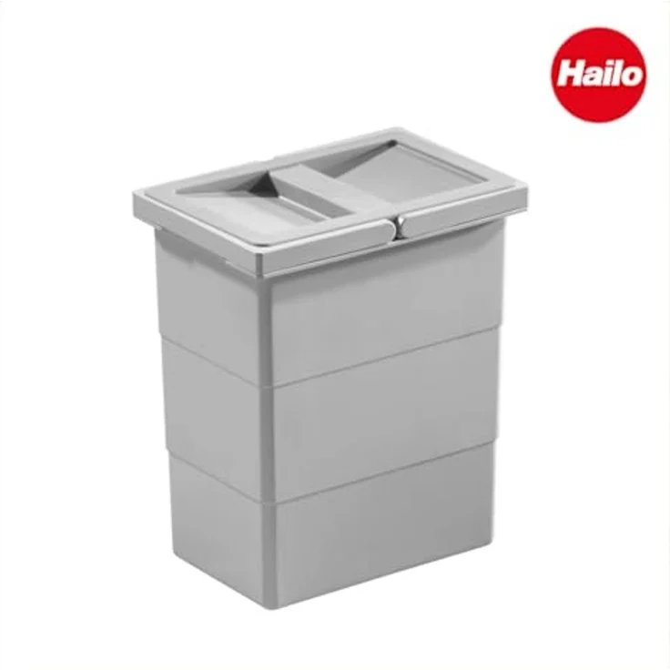 Hailo Einbaumülleimer Hailo Inneneimer 1102439 hellgrau 7 L 226 x 156 x 255 mm mit Deckel – Bild 2