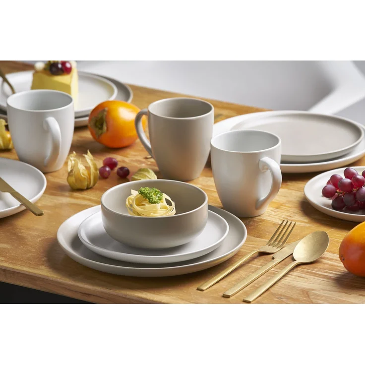 Geschirr-Set >Stockholm< (16-tlg.) in sand und taupe, Steingut - 25cm (D) – Bild 3