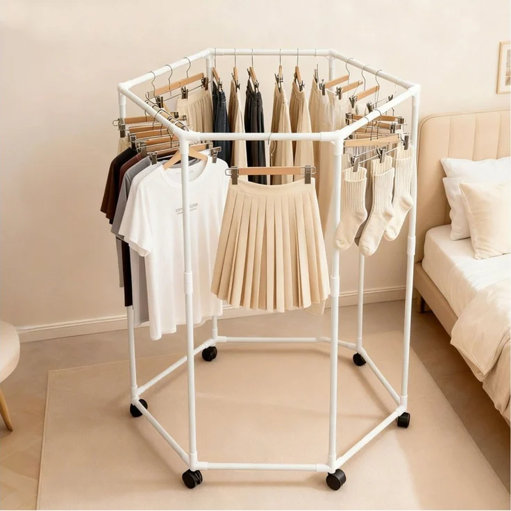Youyijia Wäscheständer Wäscheständer, rollbarer Wäscheständer für Schlafzimmer – Bild 4