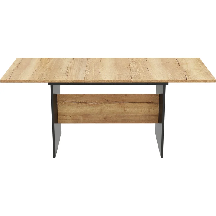 Erweiterbarer Esstisch mit Holzmaserungs-Optik, 80x140/180x75 cm, Schwarz+Nussbaum, für 4-6 Personen – Bild 9