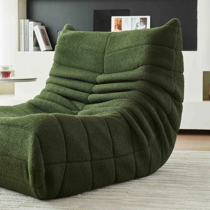 Lounge-Sofa aus Teddy-Velours mit hochdichter Polsterung, ergonomisch, 110x85x79 cm, Grün – Bild 4