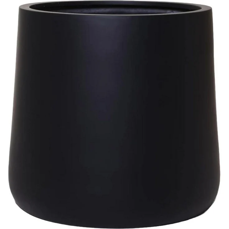 VIVANNO Blumentopf Fiberglas VEKRA Rund - Schwarz Matt (1 St), 55x50 cm – Bild 1