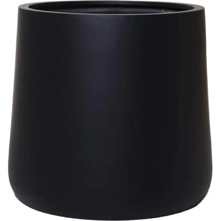 VIVANNO Blumentopf Fiberglas VEKRA Rund - Schwarz Matt (1 St), 55x50 cm