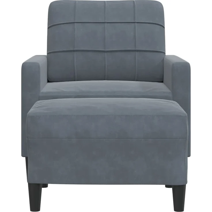 vidaXL Sessel mit Hocker Dunkelgrau 60 cm Samt 3278258 – Bild 2