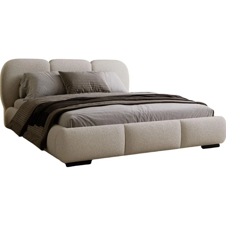 Compleo Polsterbett Wolkenbett, abgerundete Formen, Bouclé-Stoff, verschiedene Farben, TOPSELLER Stauraumbett MADE IN EU – Bild 1