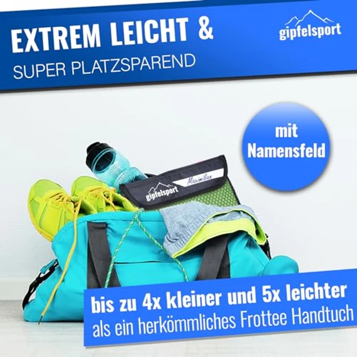 gipfelsport Mikrofaser Handtuch Set - für Sauna, Fitness, Sport I Strandtuch, Sporthandtuch I Grün XL: 180x80 – Bild 4