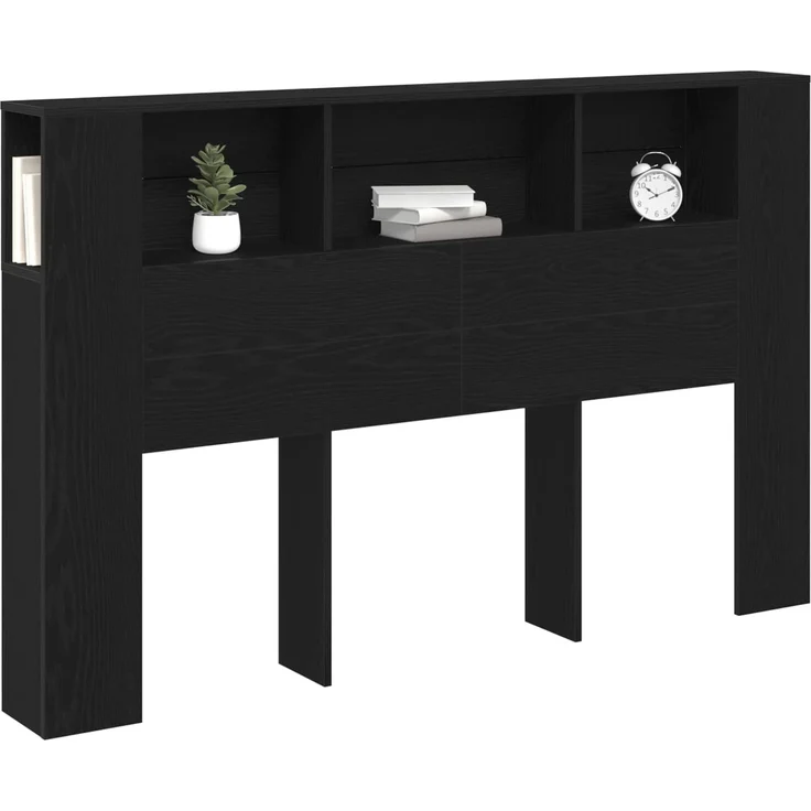 vidaXL Kopfteil Schrank Schwarz Eichen-Optik Holzwerkstoff 102,5 x 160 x 18,5 cm – Bild 3