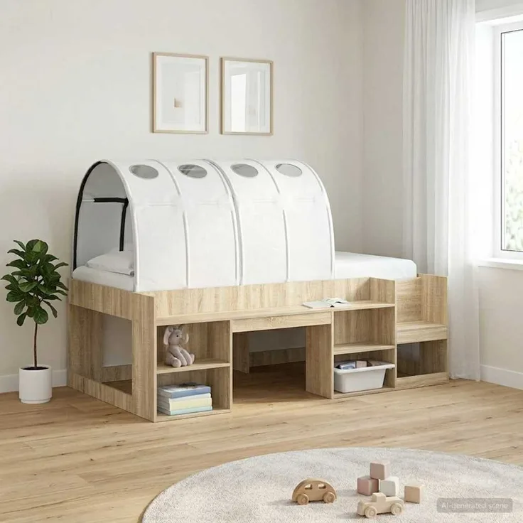 vidaXL Bettunnel 2 pcs Weiß 211 x 67,5 x 2 cm Polyester 893714