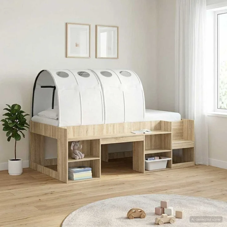 vidaXL Bettunnel 2 pcs Weiß 211 x 67,5 x 2 cm Polyester 893714 – Bild 1
