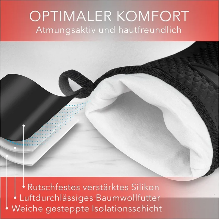 AVANA Topfhandschuhe Silikon Ofenhandschuhe Hitzebeständige Kochhandschuhe Handschuhe, Anti-Rutsch, weiches Baumwoll-Innenfutter, bis 250°C – Bild 3