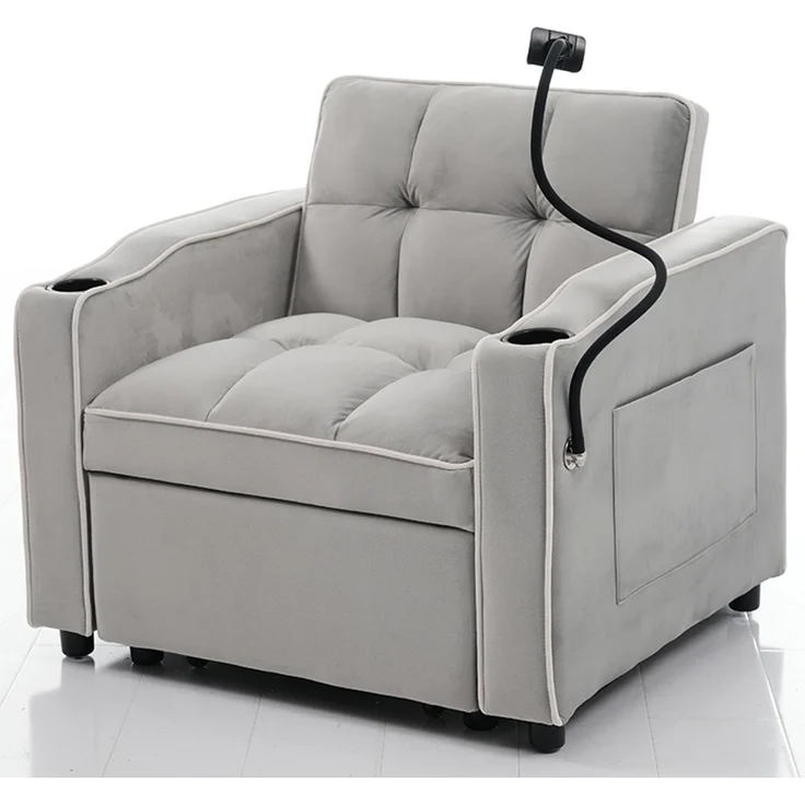 1-Sitzer Schlafsessel B 83 x T 167 x H 76 cm aus Samt mit Schlaffunktion – Bild 10