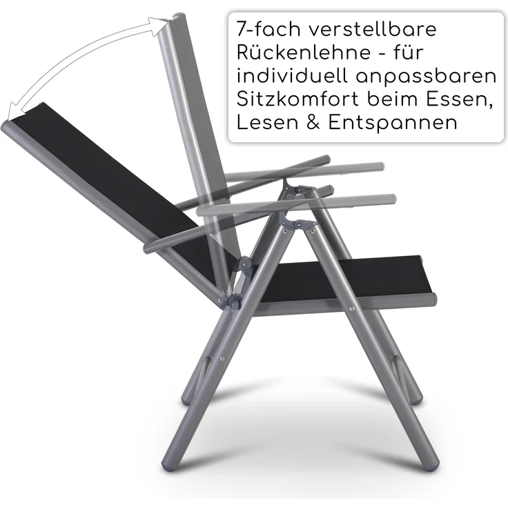 Raburg Gartenstuhl Hochlehner, 7-fach verstellbar, Alu-Klappstuhl, Noah (2er-Set), zusammenklappbar, bis 110 kg – Bild 2