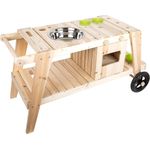 small foot 11665 Matschküche aus massivem und witterungsbeständigem Holz für Kinder ab 3, Outdoorküche mit Zubehör und Rädern Spielzeug