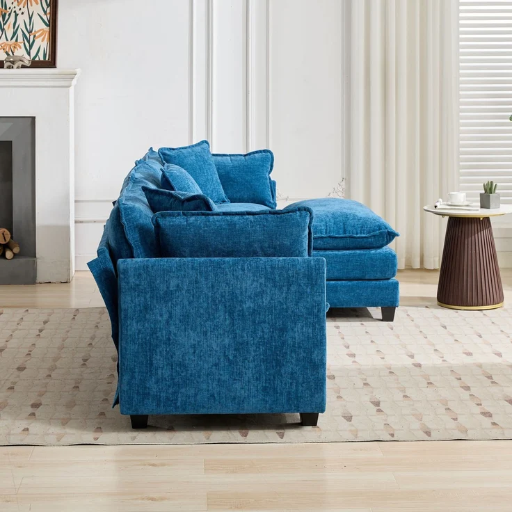 ZUBALIYA Sofa mit LED - Beleuchtung, mit Chenille - Bezug, mit Cordbezug, modular aufgebaut, aus Chenille, für Wohnzimmer und Apartments – Bild 9
