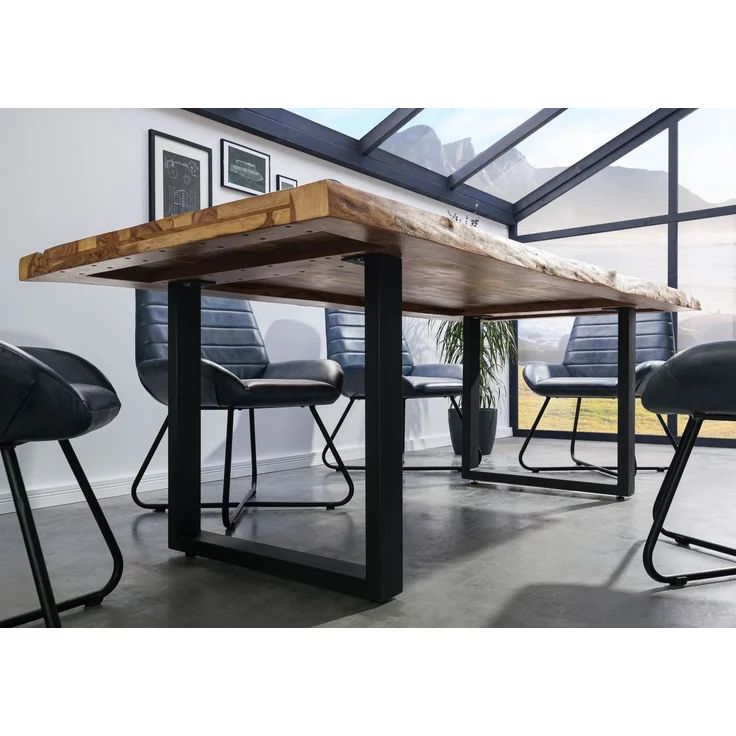 Baumtisch Sheesham 240x100x77 natur sandgestrahlt / U-Beine anthrazit matt FREEFORM 5 – Bild 3
