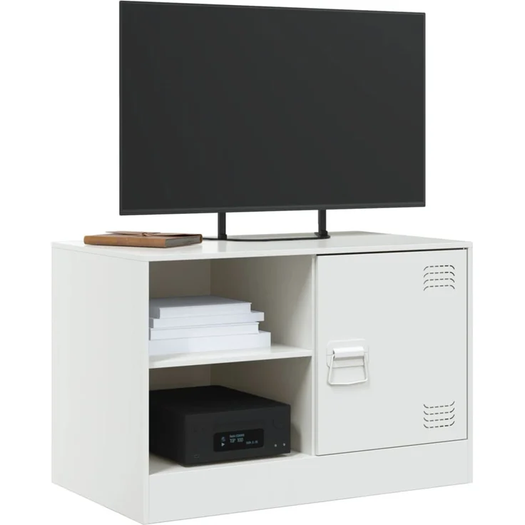 2 pcs TV-Schrank, Lowboard TV Weiß 67x39x44 cm Stahl – Bild 3