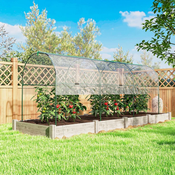 Outsunny Gewächshaus, Stahl, Kunststoff, Transparent, 400L x 120B x 170H cm – Bild 7