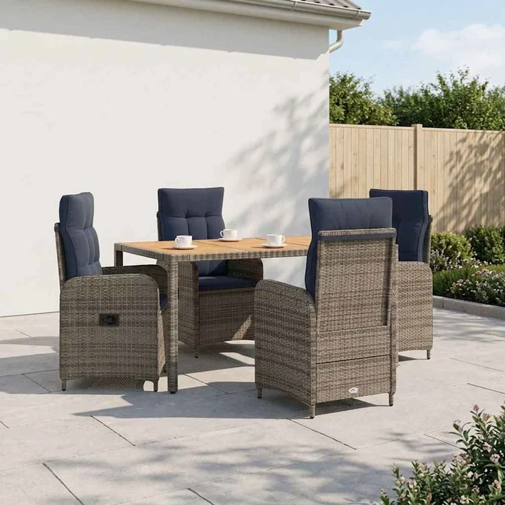 vidaXL Outdoortisch-Set 5 stk. Grey and Navy Blue 150 x 90 x 75 cm 3422282 – Bild 3