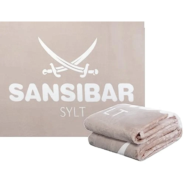 Sansibar 'Sylt' Wohndecke, Mikrofaser Fleece taupe/offwhite, 150 x 200 cm – Bild 2