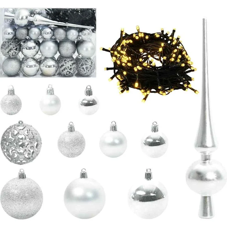 vidaXL Weihnachtsbaum mit LED-Beleuchtung Schwarz 150 cm PVC und Stahl 3396470 – Bild 6