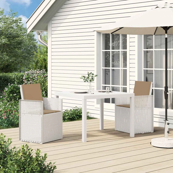 vidaXL Garten Esszimmerstühle 2 pcs Weiß und Taupe PP 8000004 – Bild 1