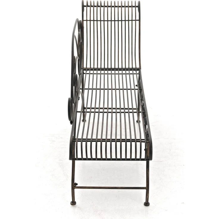 Gartenbank SIZON - Metall Bronze 156x46x78 cm | Gartenliege Metall Sonnenliege Antik Vintage Gartenstuhl Lang 1 Sitzer – Bild 3