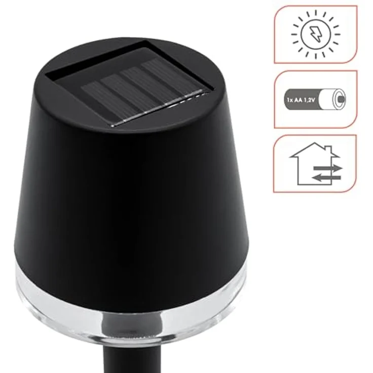 Spetebo LED Tischleuchte Solarlampe schwarz 22x8,5 cm - 2er Set, warm weiß – Bild 3