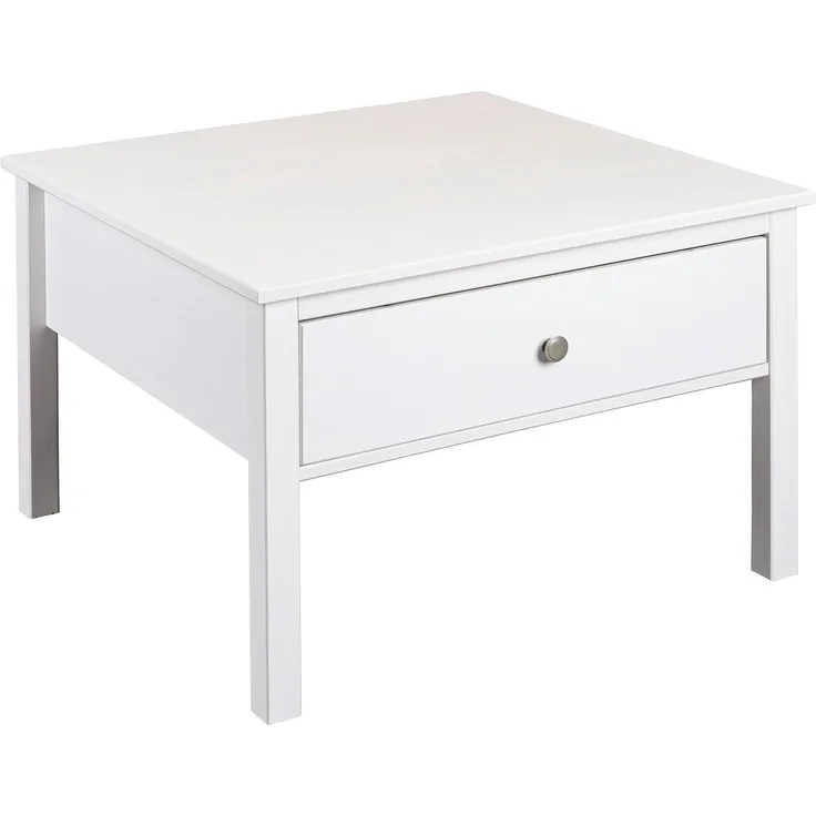 Inter Link Couchtisch CHILLY HOME, Weiß, Kiefernholz massiv, 1 Schublade, B 70 x H 47 x T 70 cm