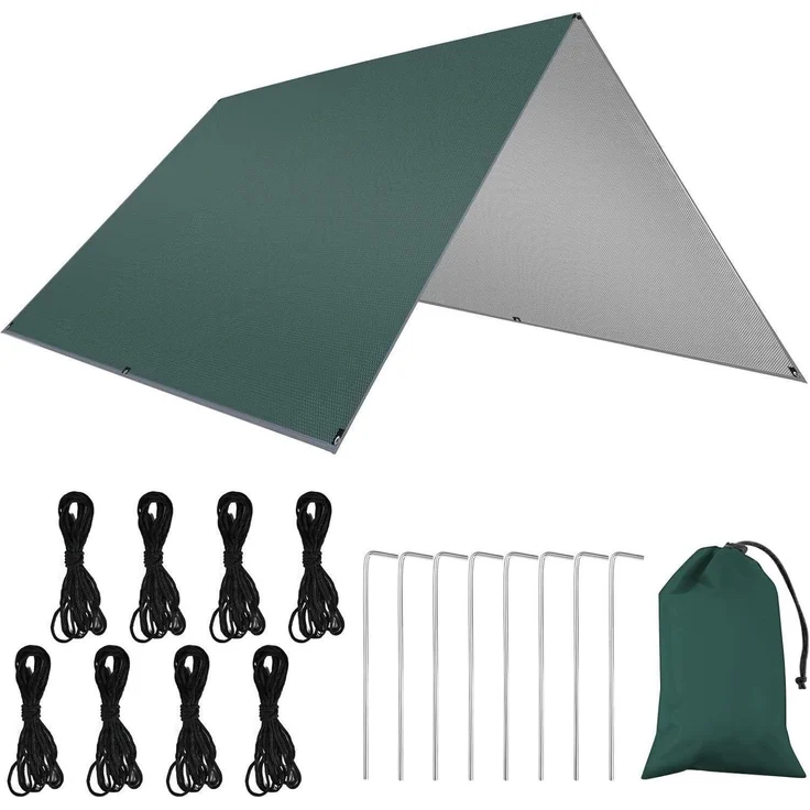 Flintronic Tarp 3x3m Wasserdicht Sonnensegel Camping UV Schutz Heringe Seile – Bild 9