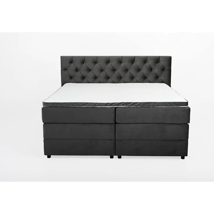 Belanoti Boxspringbett Any (Boxspringbett 160x200 mit Bettkasten, 7-Zonen Taschenfederkern Matratze inklusive Visco Topper), Bett 160x200 in der Farbe Anthrazit H2/H3 Polsterbett – Bild 6