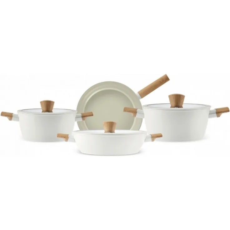 Karaca Pfannen-Set Karaca Swiss Crystal Almond Cream Induktionsfähiges 7-teiliges Set