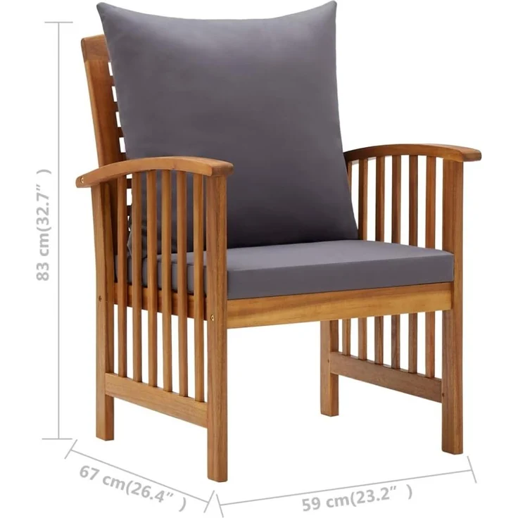 vidaXL 5-tlg. Garten-Lounge-Set mit Auflagen Massivholz Akazie 3057981 – Bild 6