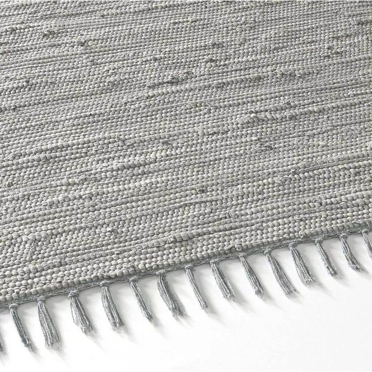 TaraCarpet Teppich Flickenteppich TaraCarpet Sylt mit Fransen, rechteckig, Höhe: 5 mm, Wohnzimmer Schlafzimmer Küchenteppich grau 070x140 – Bild 2