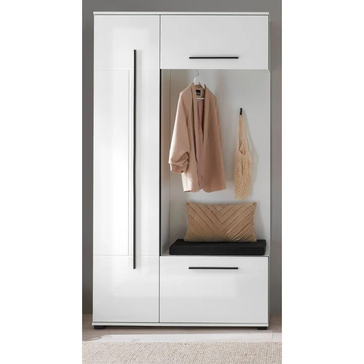 Kompaktgarderobe Design-D in weiß Hochglanz 111 x 200 cm – Bild 2
