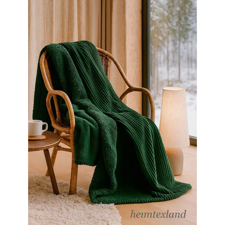 Wohndecke Flauschige Cord Kuscheldecke Sherpa Fell Sofadecke, heimtexland, 150x200 I extra dick I warm I kuschelig weich I fusselfrei – Bild 2