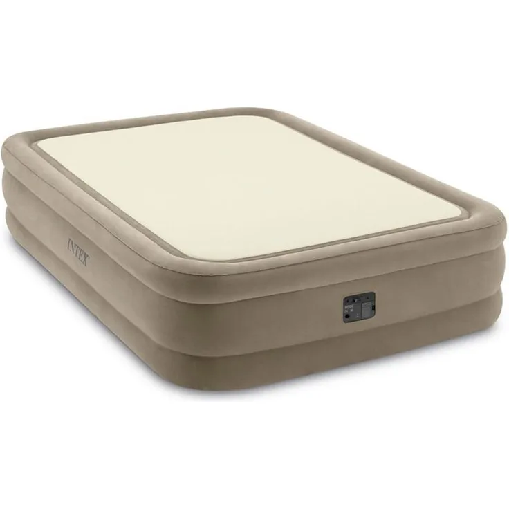 Intex 'PremAire Thermalux Airbed' Doppel-Luftbett, 203 x 152 x 51 cm, mit integrierter Luftpumpe, beige