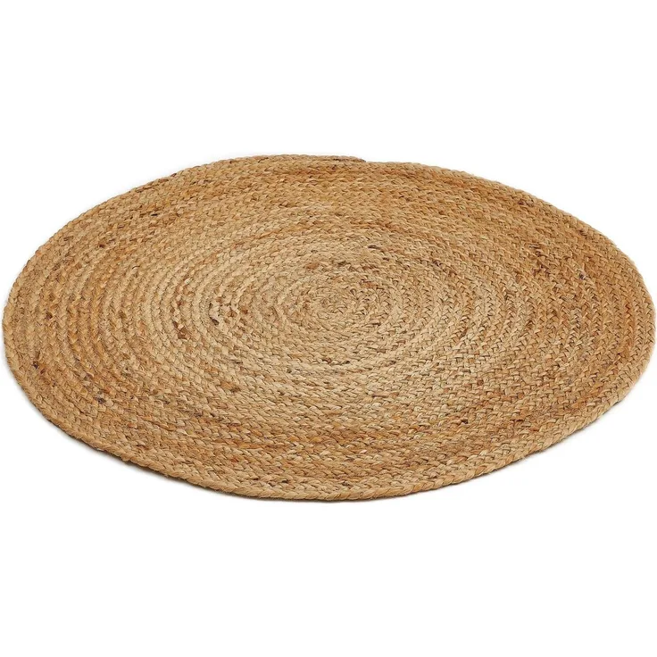 LUXOR living Teppich Mamda 2, Juteteppich, rund, Höhe: 6 mm, Flachgewebe, handgeflochten, Flecht Design, Naturfaser, Boho-Style
