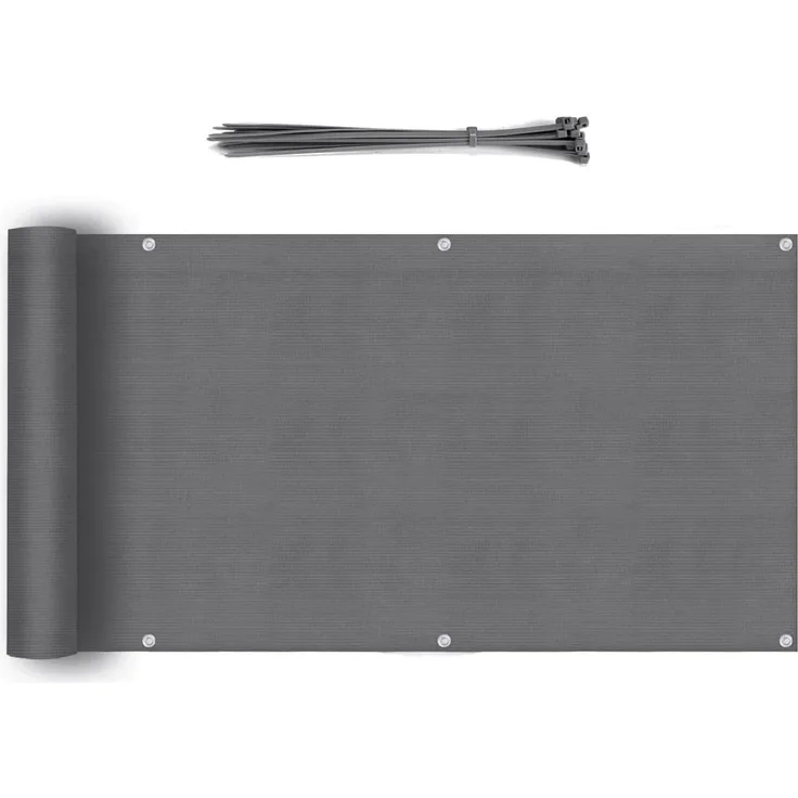 Sekey Balkon Sichtschutz Balkonabdeckung HDPE 220 g/m² Leicht Transparent Wind- und UV-Schutz Wetterfest, 90x600cm, Anthrazit