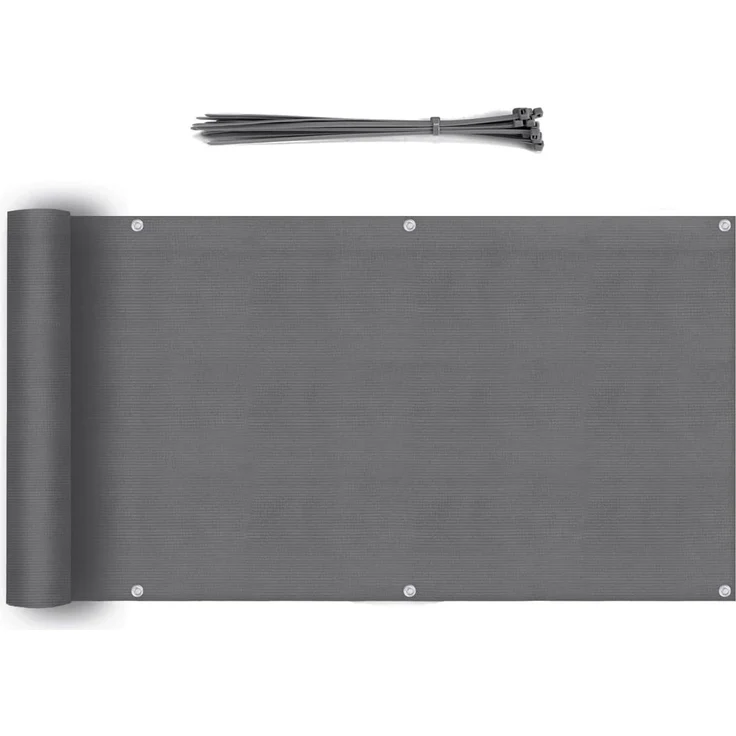 Sekey Balkon Sichtschutz Balkonabdeckung HDPE 220 g/m² Leicht Transparent Wind- und UV-Schutz Wetterfest, 90x600cm, Anthrazit – Bild 1