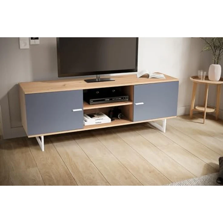 Livetastic Lowboard, Grau, Eiche, Metall, stehend, 150x55x40 cm, für Wohnzimmer und Wohnwände – Bild 3