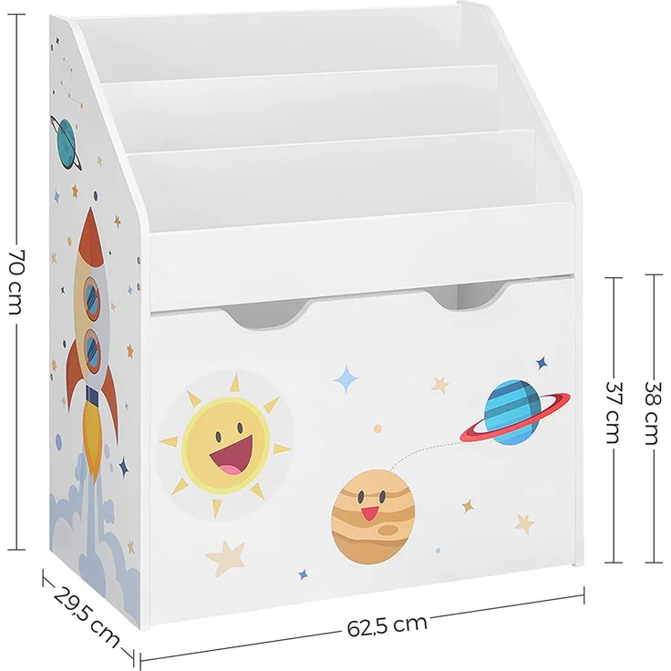 Songmics Spielzeugregal, Bücherregal für Kinder, Kinderzimmerregal mit 3 Fächern und herausziehbarer Spielzeugkiste mit Rollen – Bild 10