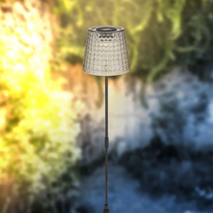 Solarleuchte 2er Set Garten Erdspieß Solarlampe LED Außenleuchte Solar Grau LED – Bild 4