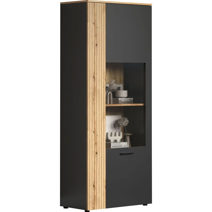 Vitrine Avila in grau und Eiche Evoke 80 x 195 cm – Bild 5