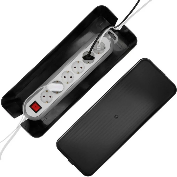 Hama Kabelbox Kabelbox für Standard 6er Steckdosenleisten, Stecker, Kabel, Ladegerät, (1-tlg), Schlichtes Design, Schreibtisch, Tisch, große Aufbewahrungsbox – Bild 2