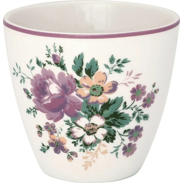 Greengate Latte Cup Marie Dusty Rose Tasse Steingut Weiß Blumen