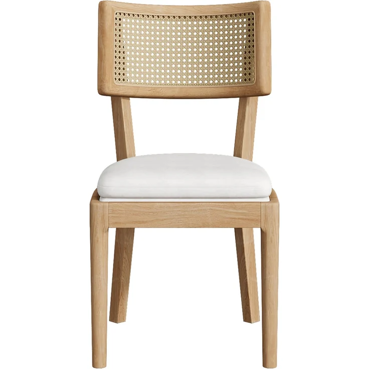 4 Esszimmerstühle aus Massivholz mit Rattan-Rückenlehnen, bequem und atmungsaktiv, geeignet für Esszimmer, Wohnzimmer, Cafés, moderner Stil, Leinen, Holzfarbe – Bild 15