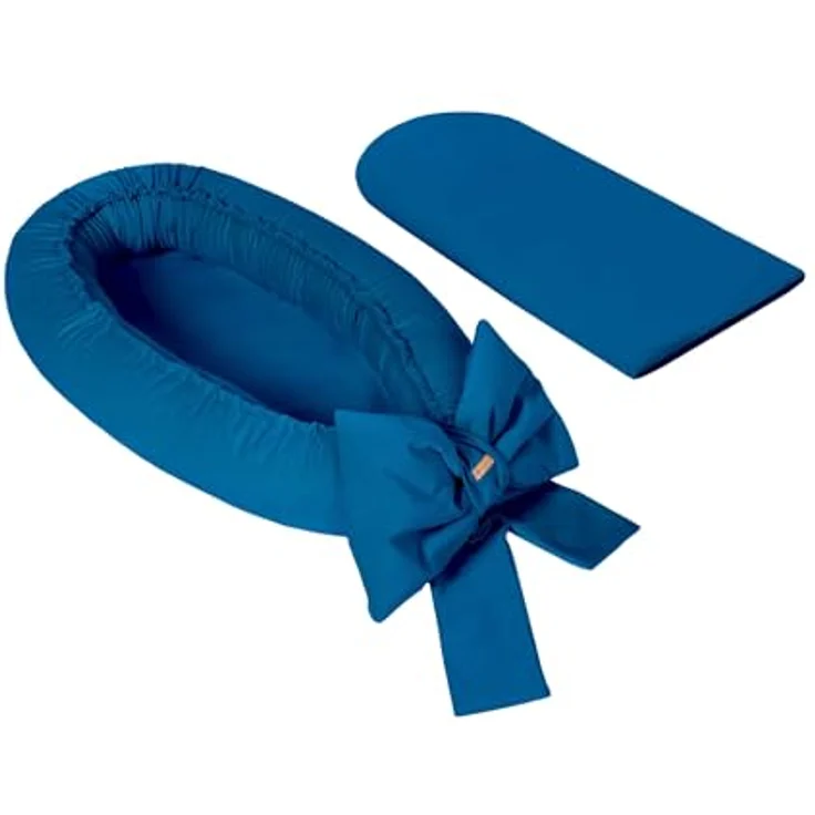 Kuschelnest Babynest Babynestchen Nestchen Reisebett Wickelauflage mit Schleife (Farbe: dunkelblau) – Bild 3