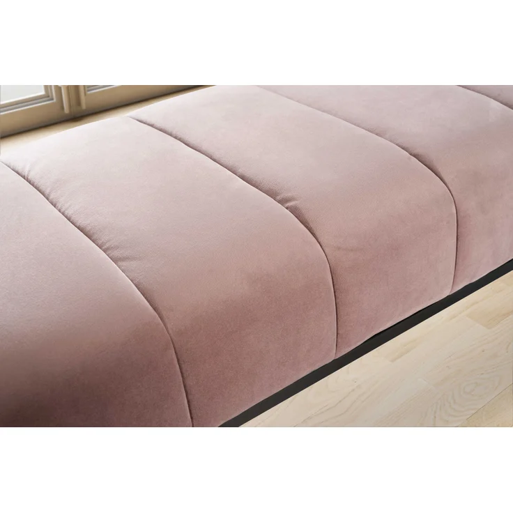 Sitzbank Samt Rosa 108x40x40cm Polsterbank Metallgestell Modern Gesteppt – Bild 5